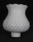 VTG White Milk Glass Hobnail Ruffled Tulip Light Shade Globe 1-5/8 in Fitter