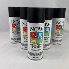 Case Of 6 Now 21211 Flat Black General Purpose Spray Paint Interior Exterior 9oz