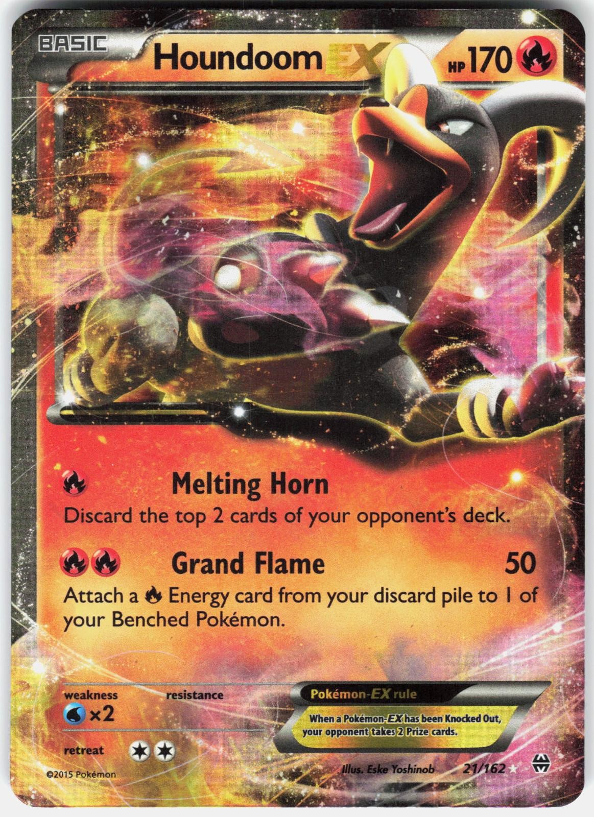 Pokemon Houndoom EX 21/162 Holo EX Rare BREAKthrough Pokemon Near Mint