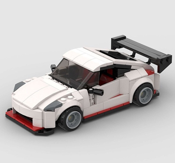 Custom MOC Lego Nissan 350z White & Red Sports Car 307 Piece Building Brick Car