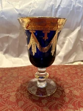 Set of 1 Interglass Italy Crystal Glasses - Cobalt Blue Italian Wine Goblets