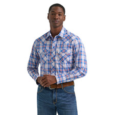 Wrangler Men's Retro Blue Red Plaid Snap Shirt 112378925