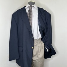 Mens 55L 59" Blazer Sport Coat Suit Jacket Navy Blue 2 Button Wool