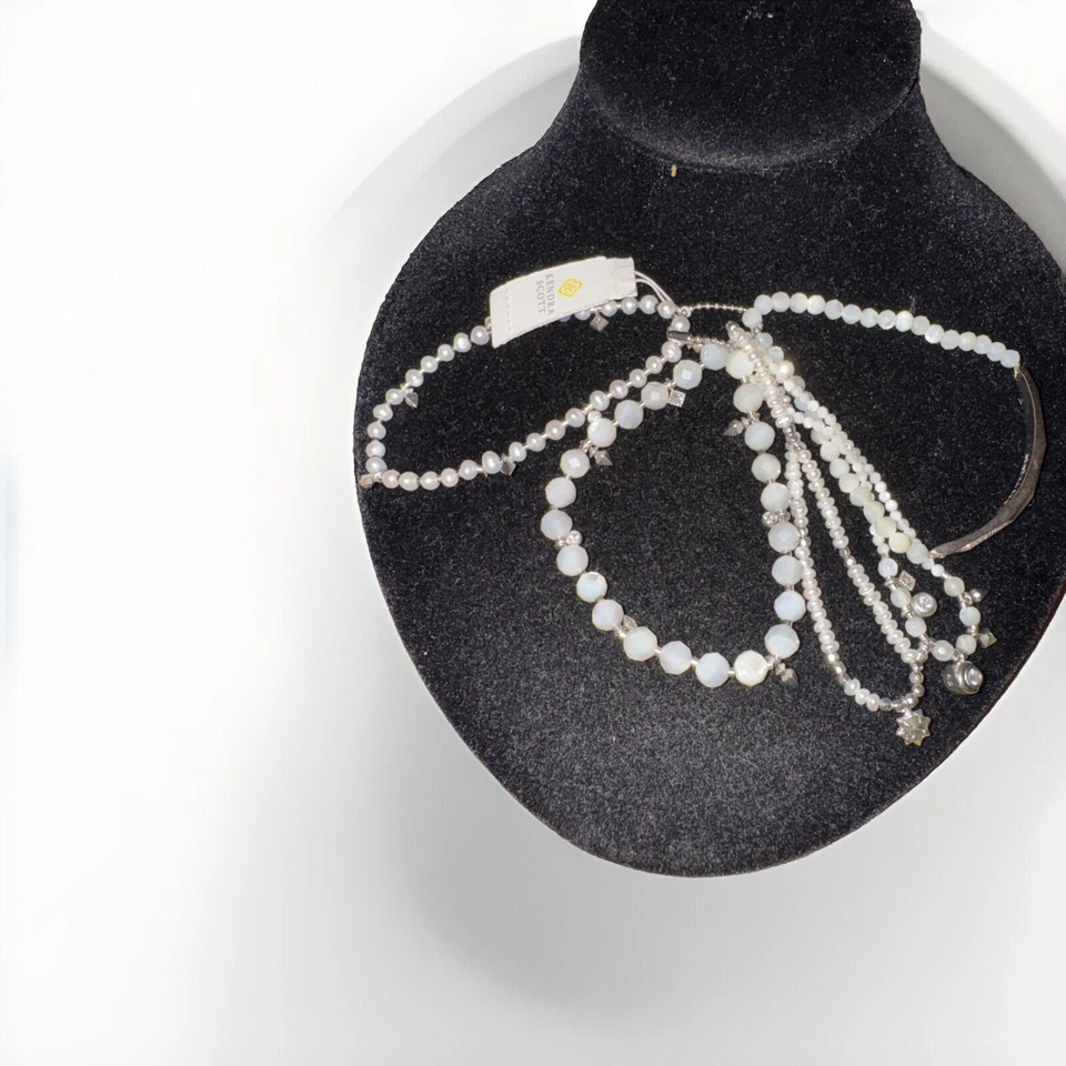 Juego de pulsera con cuentas Kendra Scott Supak de cuarzo rosa tono plata gris claro Foto 4 de 4