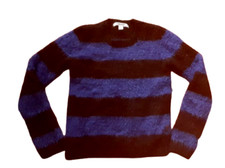 DKNY Knit Sweater Blue Black Striped Pullover Sweater Girls Small