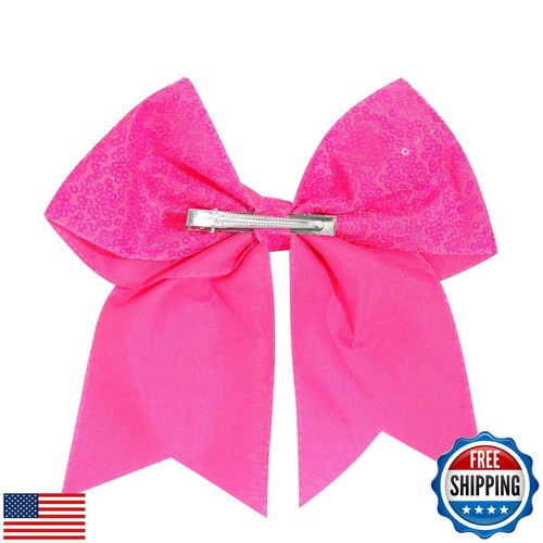 1 Pcs 8" Large Sequin Cheer Bows Clips, Cheerleading Glitter Hair Bow with Al - Picture 3 of 5