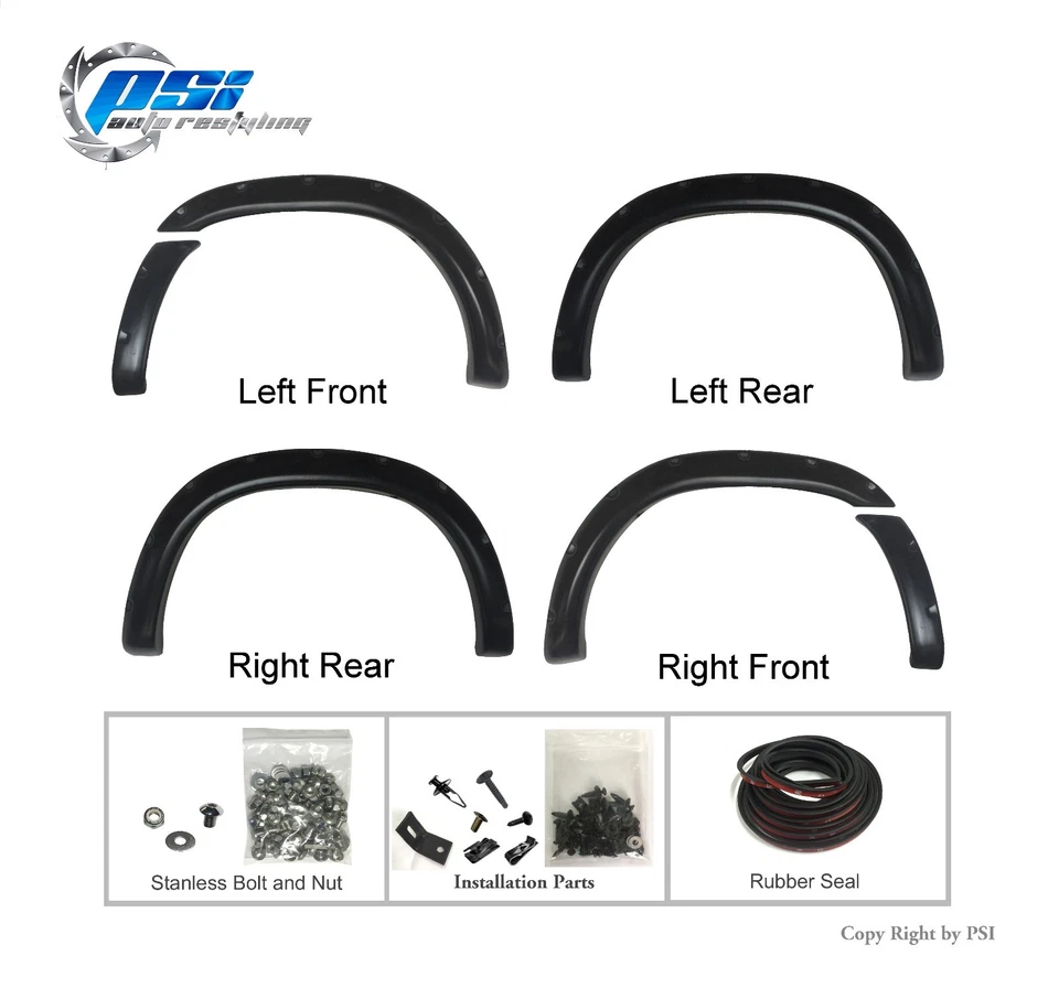 Black Paintable Pocket Bolt Fender Flares 2003-2006 Fits Toyota Tundra Full Set - Изображение 2 из 3