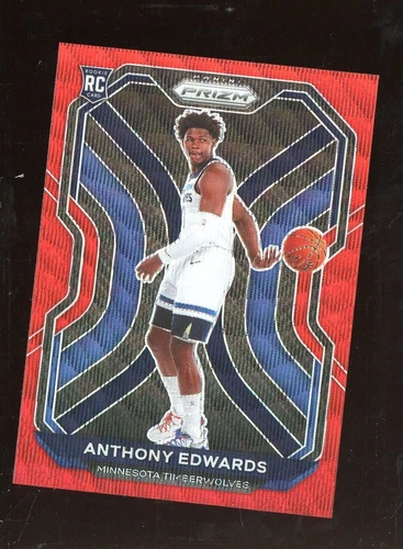 Anthony Edwards 2020 Panini Prizm RED WAVE PRIZMS RC Rookie Card 258 SP SSP