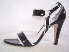 New Beyonce Neda BEBE Shoes Patent Leather Pumps 9.5 Neu Schwarz Weiß LEDER 39.5