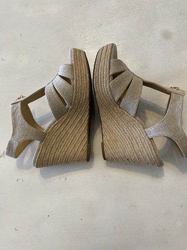 Women’s Michael Kors Platform Wedge Open Toe Cream Size 7.5 M - Picture 10 of 12