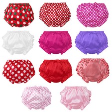 Newborn Baby Girls Ruffled Bloomers Bowknot Diaper Cover Panties Cotton Shorts