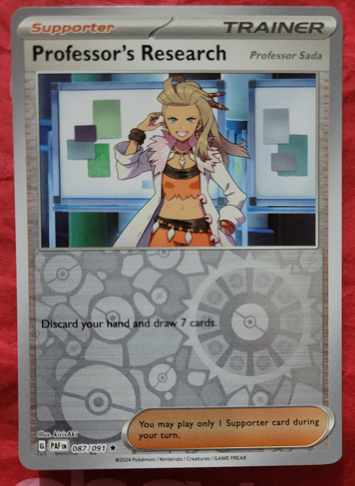 Pokemon SV: Paldean Fates - Professor's Research 87/091 Rare Reverse Holo NM