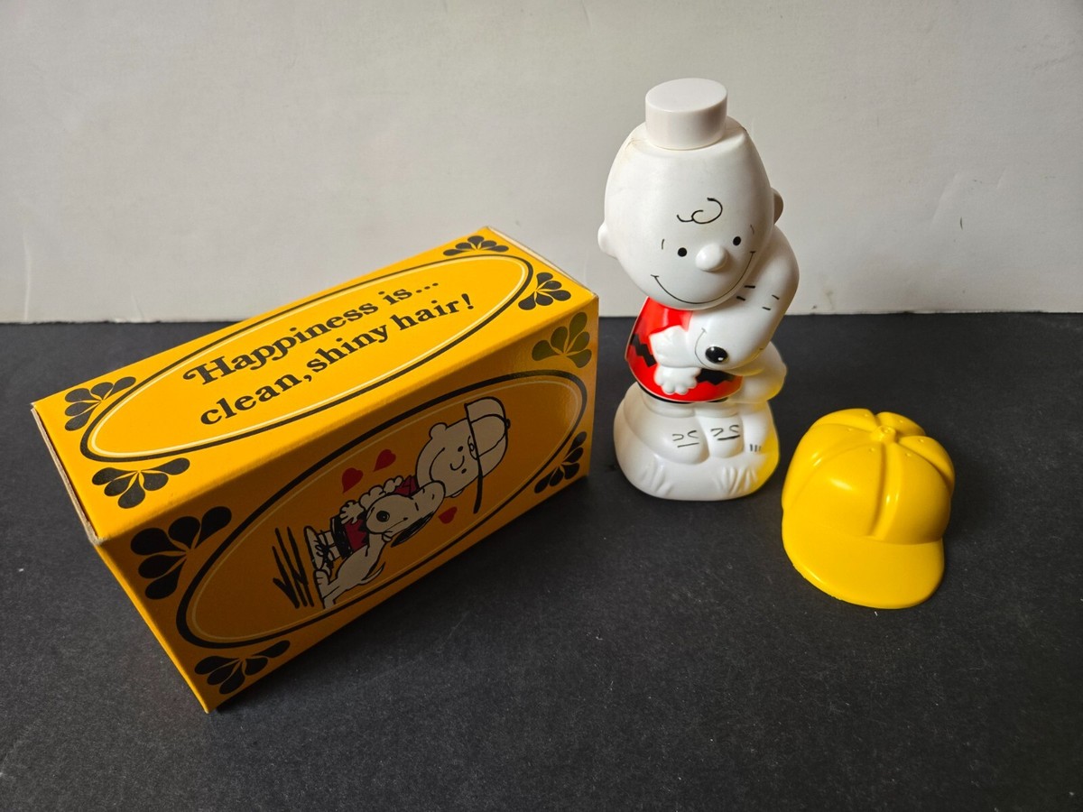 Vtg Avon Peanuts Pals Charlie Brown & Snoopy Bath Figure Shampoo w