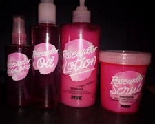 Victoria Secret Pink Rosewater Lotion-Body Scrub-Body Oil-Face Mist