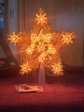 K-mart Flashing or Non Flashing Gold/Orange  Vintage Christmas Tree Star Topper