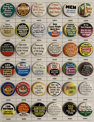 #4 Pin Backs Buttons 1.25'' - Minimum 10 pcs @ $20, Additional $2.00 each - New