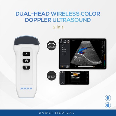 2In 1 Color Doppler Convex&Linear Dual-Head Handheld Wireless Ultrasound Scanner