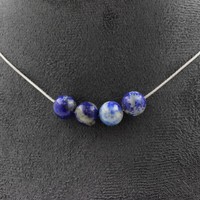 Mineralien Und Steine PréCieuses. Halskette 4 Perlen Lapislazuli Pakistan Quali