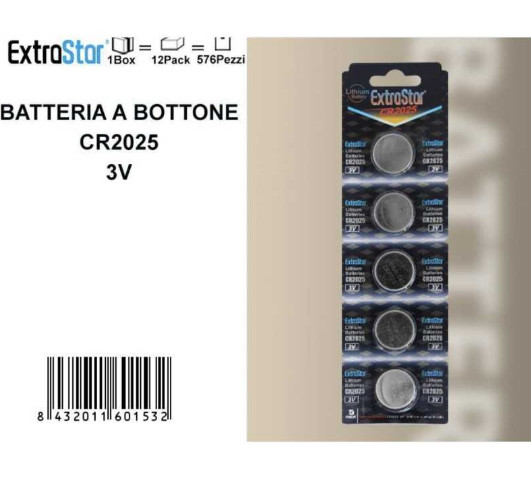 100 Batterie pile 2025 CR2025 a bottone al litio 3V EXTRASTAR