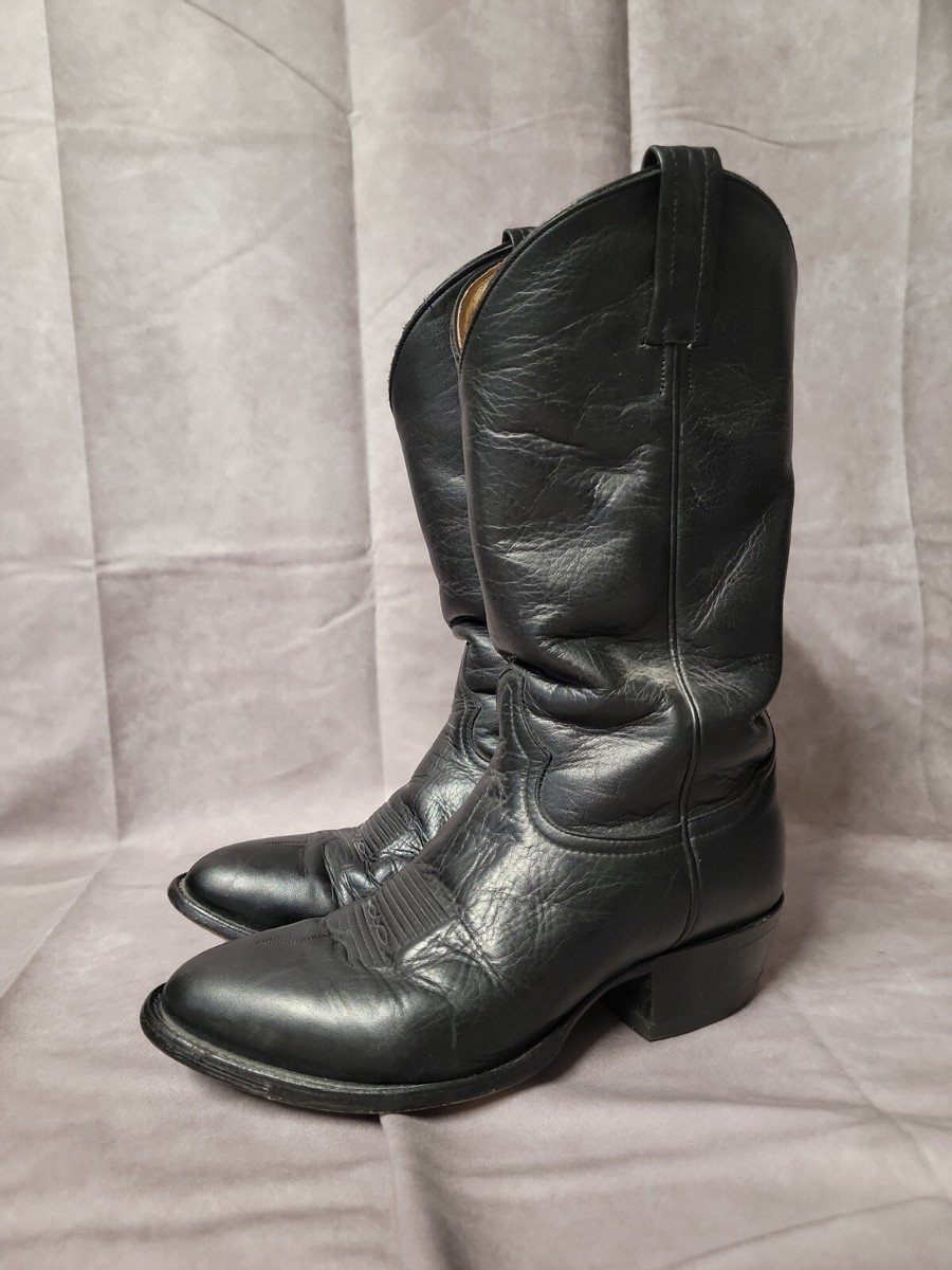 Tony Lama Men's Western Ol' Buck 6156 Black Leather Boots US 8 EEE