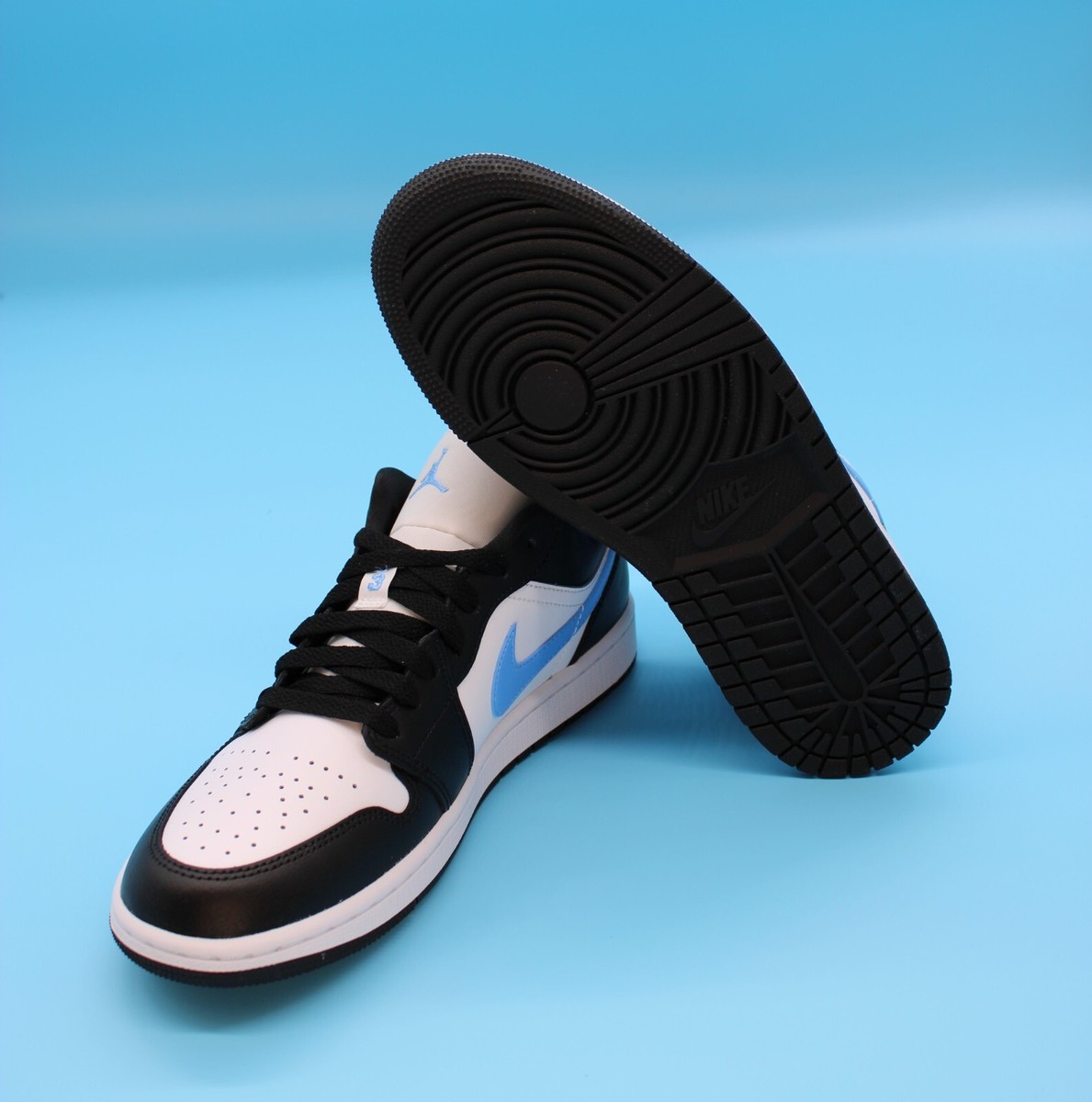 Size 10W-Nike Air Jordan 1 Low Black University Blue White