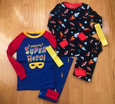 New With Tag Toddler Boys 4-Piece 100 Cotton Pajama Set, Hero/Space Theme: 4T