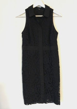 Ann Taylor Womens Dress 2 Black Sleeveless Bodycon Knee Length Lace Elegant
