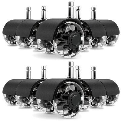 2inch Heavy Duty Rubber Chair Caster for Hardwood Carpet Tile Floors (Set of 10)