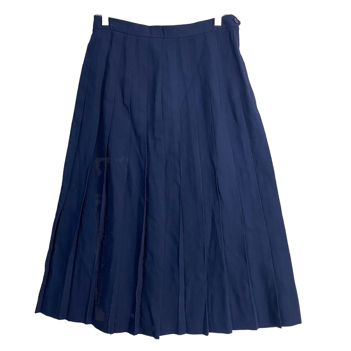 VTG Pleated Maxi Skirt Sz 13 14 Modest Prairie Union Navy Blue