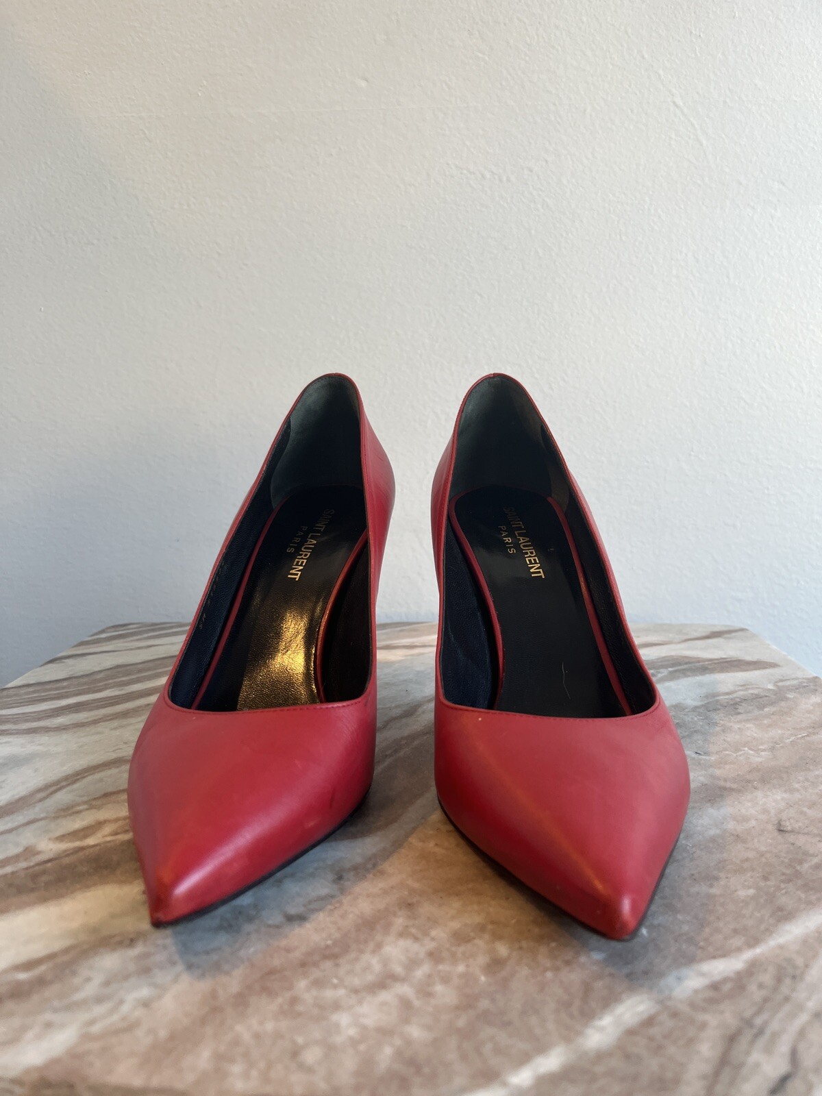 Rossetto SAINT LAURENT Zoe pelle rossa 150 mm tacco a spillo punta pompa 40 5