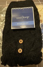 Boot Cuffs Women Crochet Knit Shell Leg Calf Warmers Black 