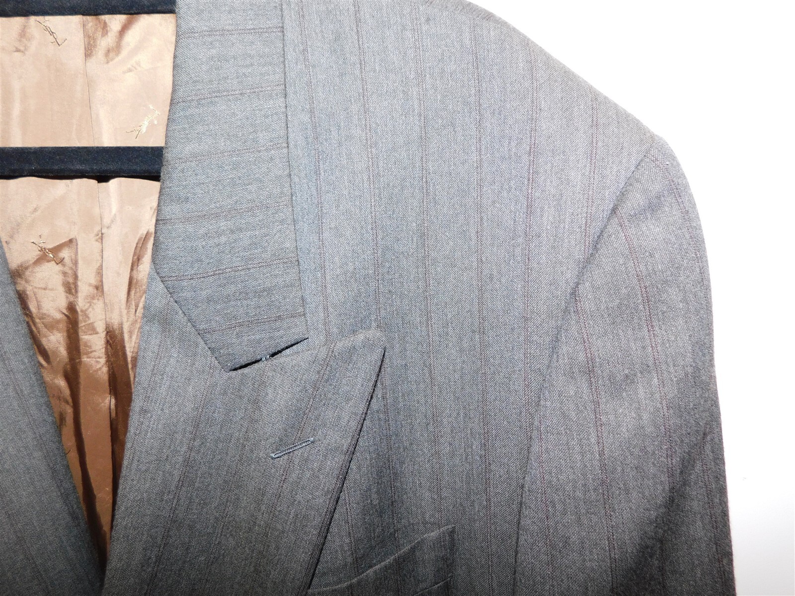 Giacca tuta blazer lana gessato grigio viola Yves Saint Laurent 40