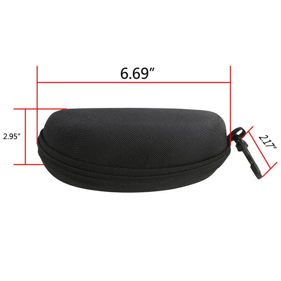 2 PIEZAS Gafas de sol portátiles Estuche Cremallera Carcasa rígida Caja con clip Negro Foto 2 de 4