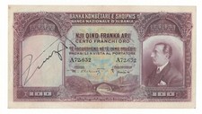 100 FRANCHI ORO  BANCA NAZIONALE D'ALBANIA PROTETTORATO ITALIANO 1926 BB SPL  R5