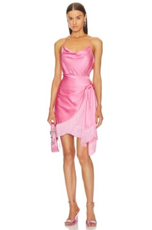 Cinq a Sept Octavia pink fringe Dress in Flamingo size 2