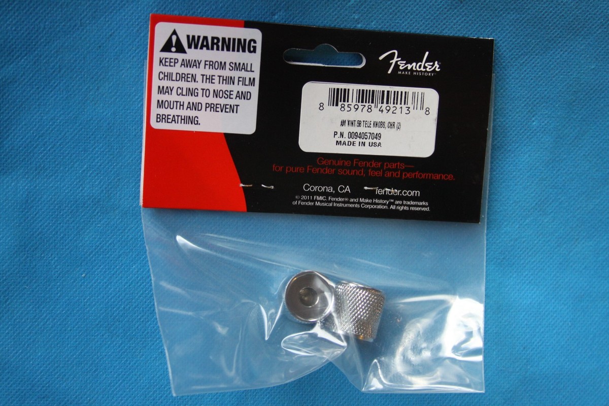 Pair of Fender American Vintage '58 Tele Knobs in Chrome, MPN