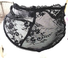 Victoria secret L High Waist Velvet Band Black Thong Panty new vintage Rare