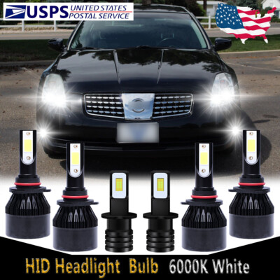 For Nissan Maxima 2004-2006 6X LED Headlight Bulbs High Low Beam +