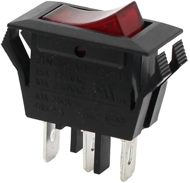 Zing Ear ZE-215 On/Off Lighted Rocker Switch 3 Prong 15A 125V