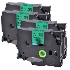 4PK Compatible with Brother PT-1600 TZ741 TZe741 Green Label Tape 18mm