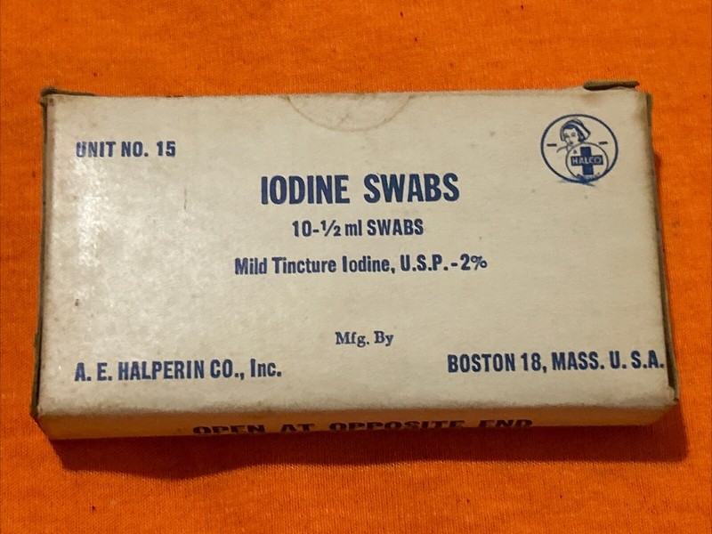 A. E. Halperin Co. Iodine Swabs/sticks Halco Product, Boston Mass.