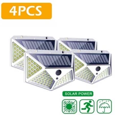 4pack White LED Solar Waterproof Motion Sensor Wall Light Outdoor Garden Lamp