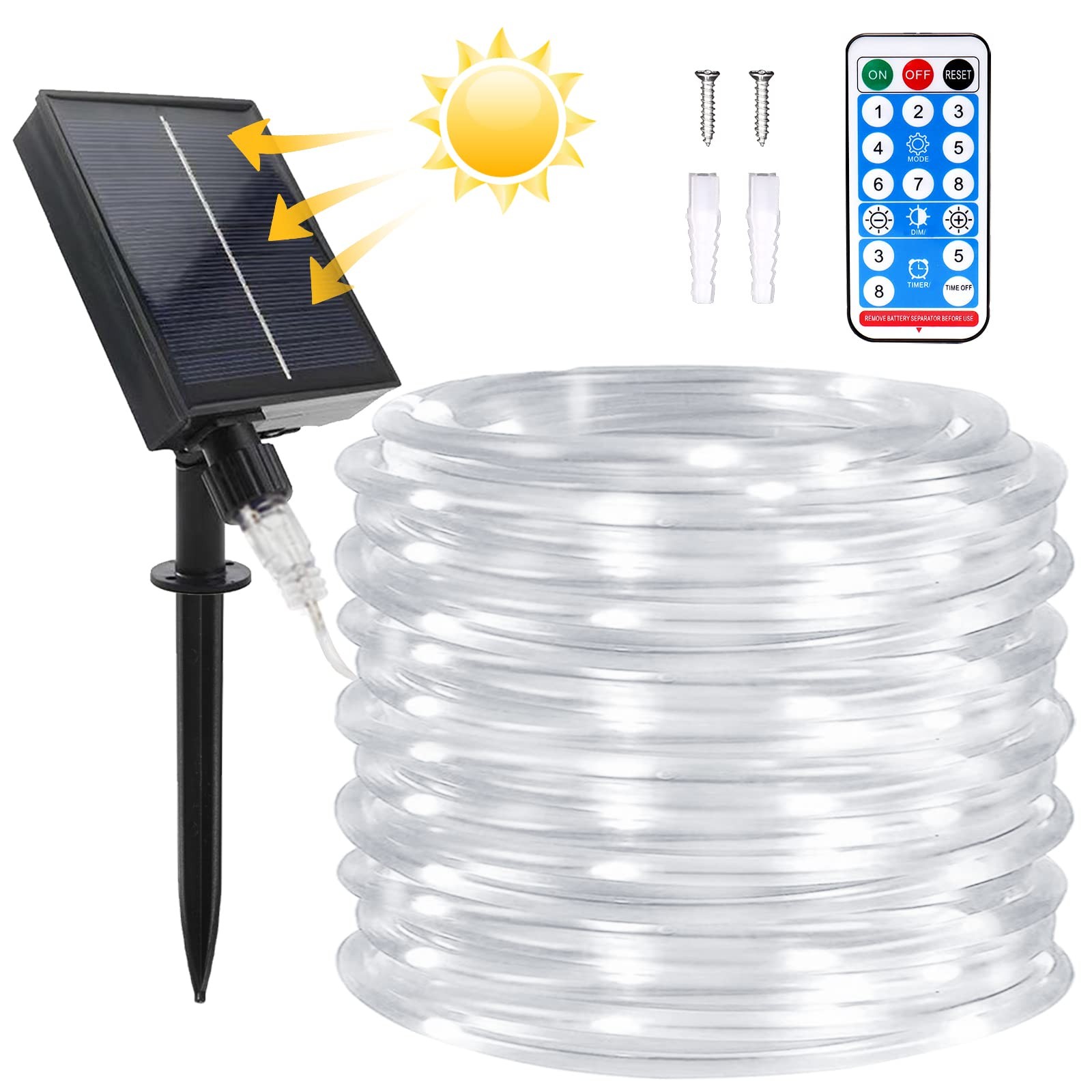 Micacorn Solare Tubo Luminoso 22m 200 LED Impermeabile IP65 per Esterno