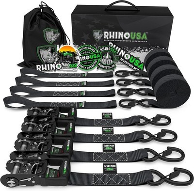 Rhino USA Ratschengurte Zurrgurte (4er Pack) - 2,5 cm x 4,6 m (800 kg Bruchfestigkeit