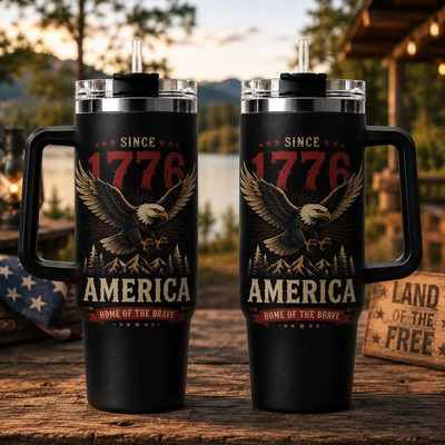 1776 America Eagle Tumbler 40oz, Patriotic Travel Mug, USA Independence Gift