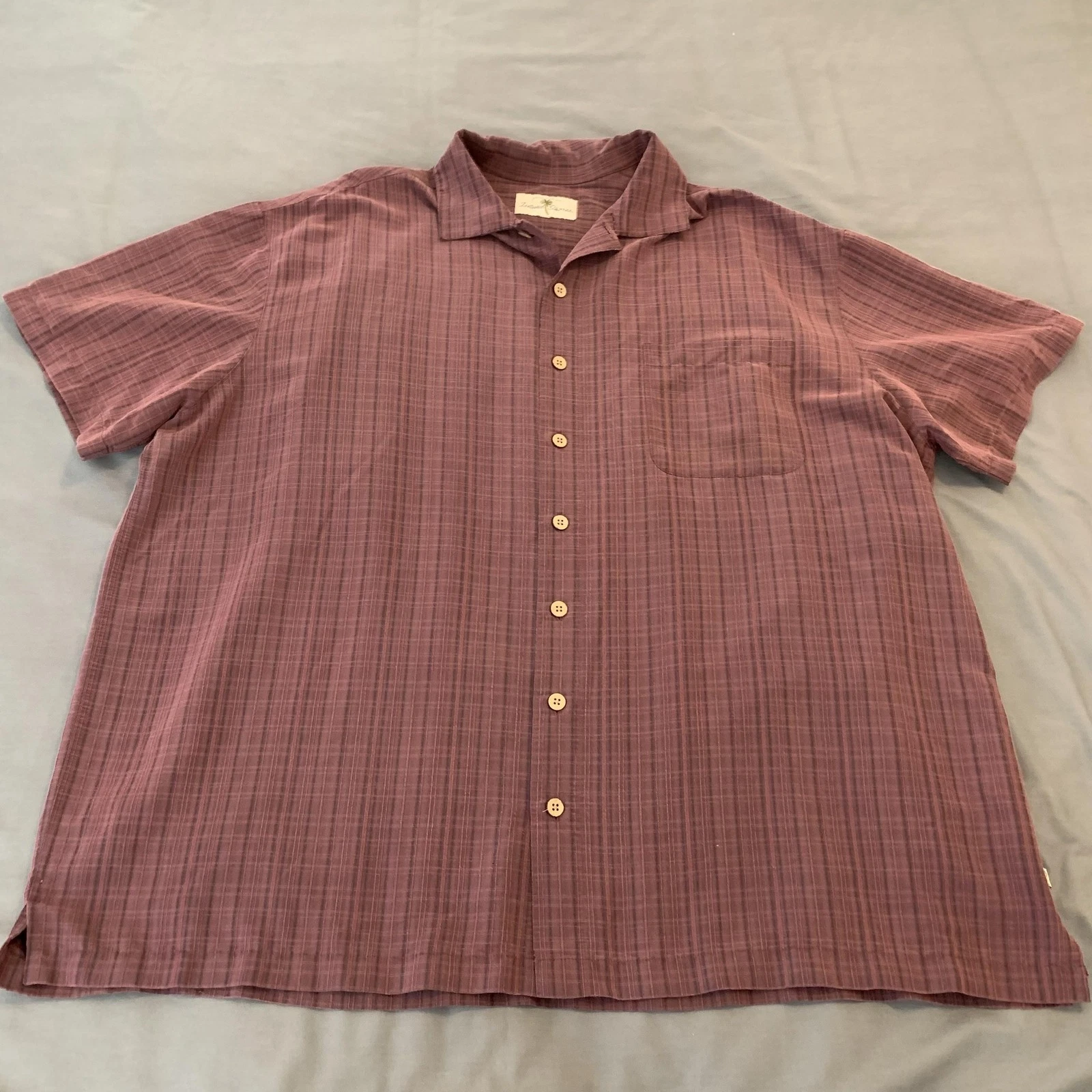 Island Shores Shirt Mens 3XL Purple Check Hawaiian Short Sleeve Button Front