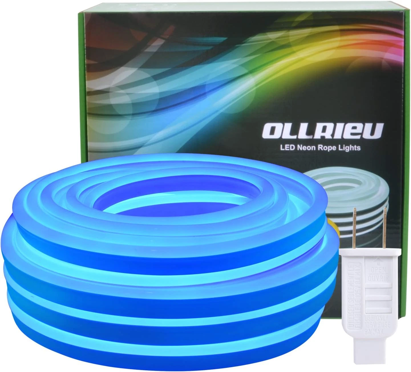 50Ft Blue Neon Waterproof LED Rope Lights for Outdoor & Indoor Decor