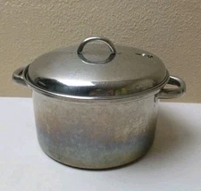 Stock Pot With Steamer Basket & Vented Lid Vintage Stainless Steel 3.5 Qt 