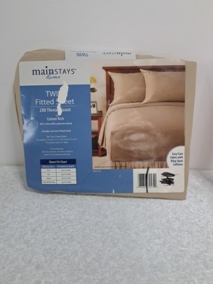 Mainstay Twin Fitted Sheet Tan 60% Cotton  40% polyester