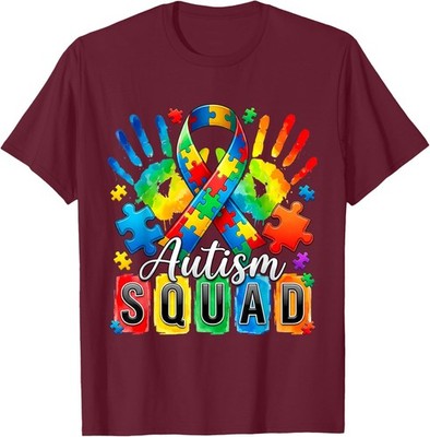 Autism Awareness Support Squad Puzzle Ribbon Unisex T-Shirt